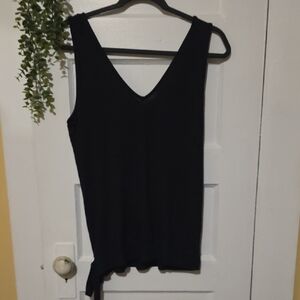 GAP Black V-Neck Tank Top With Side Tie.